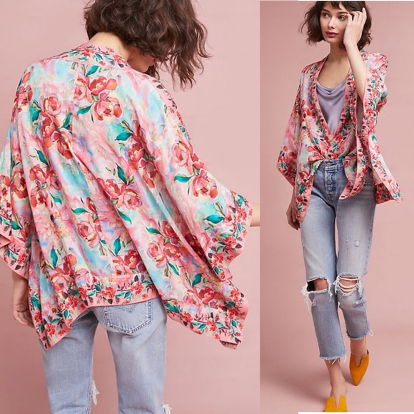 Anthropologie Accessories - NWT ANTHROPOLOGIE Versailles Watercolors Kimono